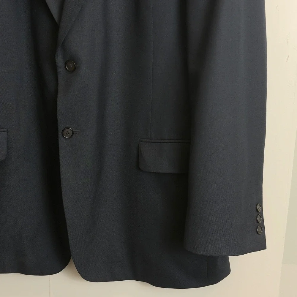 Bert Pulitzer Mens 48L Navy Blue Wool Blend Two Button Blazer Sport Coat
